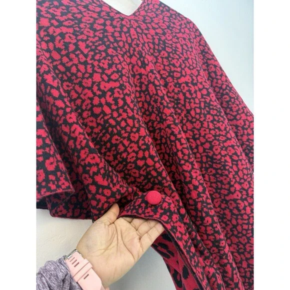 NWT Chicos Women Cardigan Sz  S/M Button Closure In Side Print Leopard Red - Picture 6 of 13